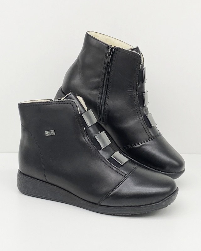 94082-00 buty Rieker, damskie trzewiki z owczą wełną, tęgość F1/2 > Rieker